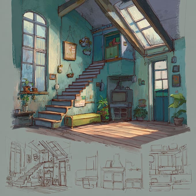 design 2d game concept art background and environment