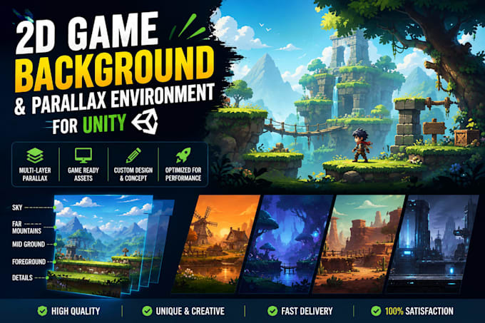create 2d game background and parallax environment for unity