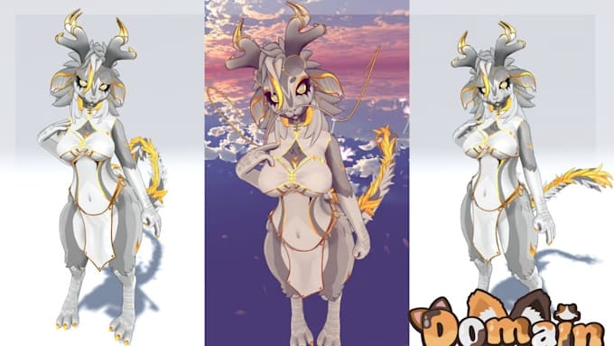 create furry vrchat avatar 3d fursona vtuber model  with quest pc compatible