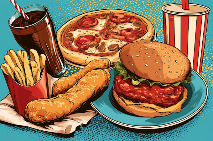 food pop art illustrations