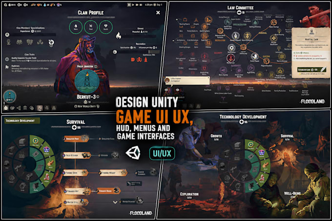 design unity game UI UX, hud, menus and game interfaces