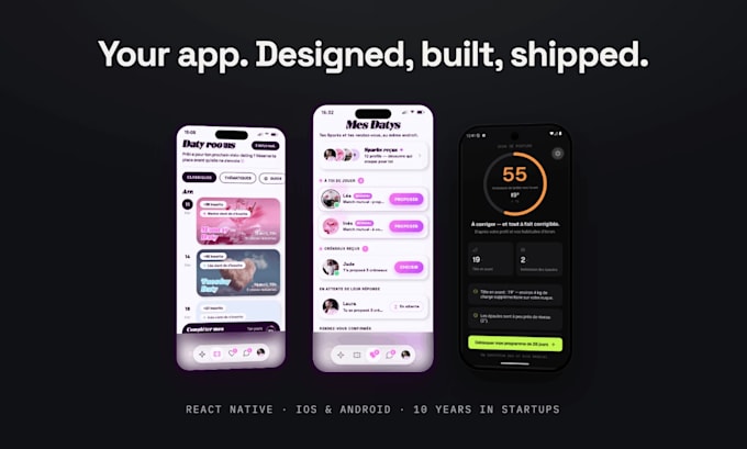 build your full mobile app with UI design, ready for the app stores