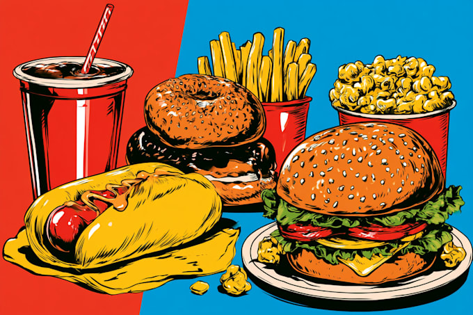 food pop art illustrations