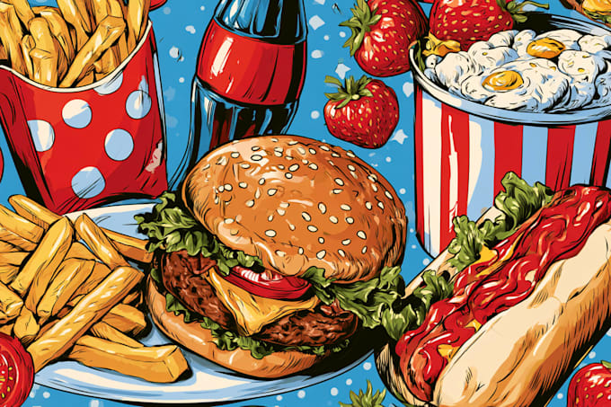 food pop art illustrations