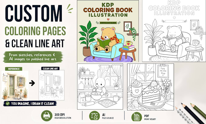create custom coloring book pages and line art