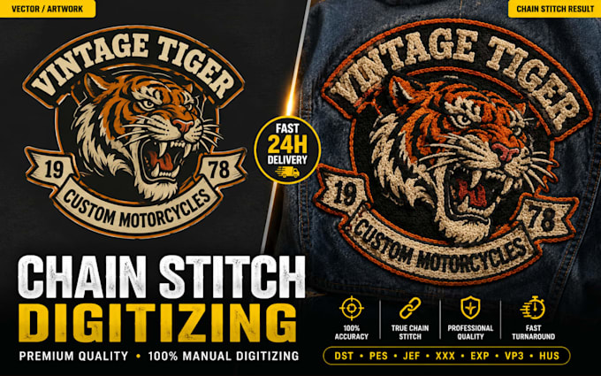 do chain stitch embroidery digitizing for jacket and patches