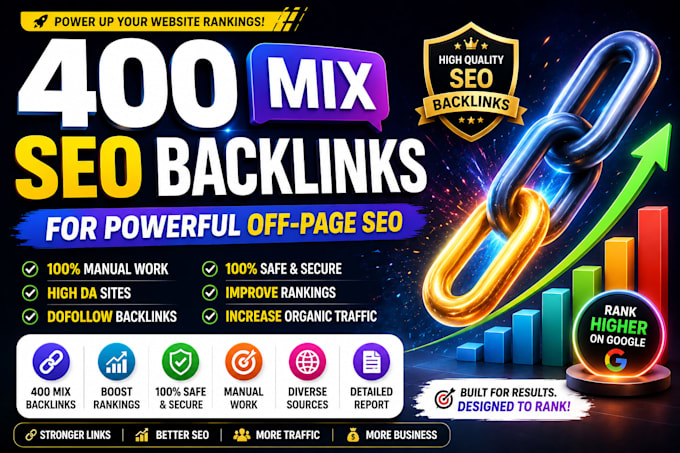 create 400 quality mix SEO backlinks for powerful