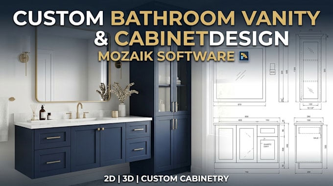 design custom bathroom vanities and cabinet in mozaik software