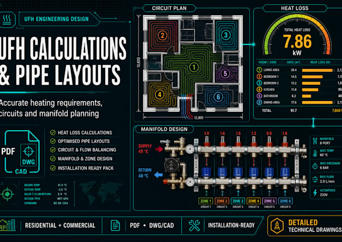 underfloor heating design ufh calculation pipe layout manifold design