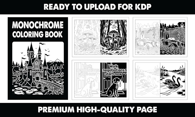 create custom monochrome coloring pages for amazon KDP