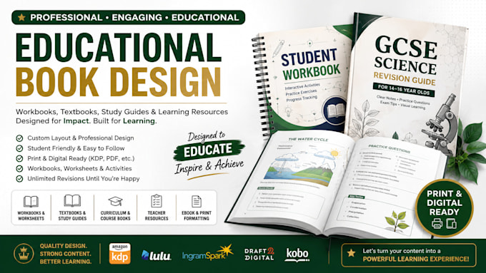 design professional educational workbook layout worksheet textbook curriculum