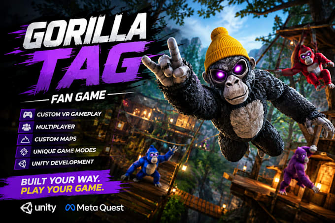 create a custom gorilla tag fan game in unity VR with multiplaye