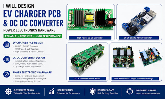 design ev charger pcb and dc dc power converter electronics hardware
