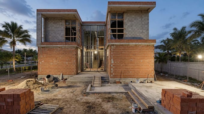 create ai construction timelapse and before after building animation