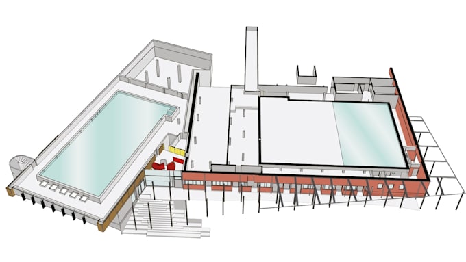 design swimming pool plan with electrical and lighting layout for city permit