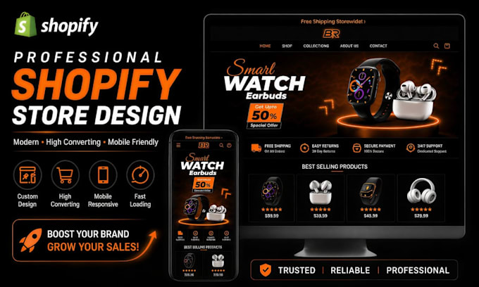 design automated shopify store or shopify website