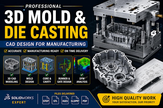 design 3d mold and die casting cad for manufacturing