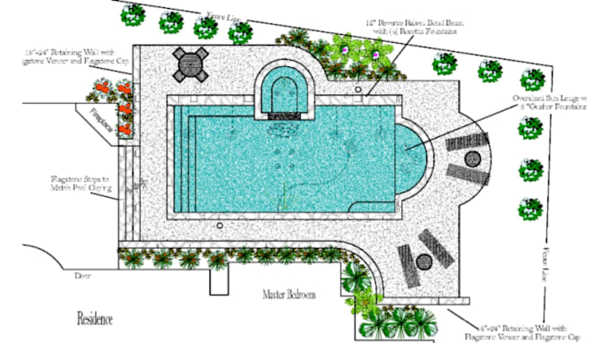 design swimming pool with structural, plumbing, and drainage layout