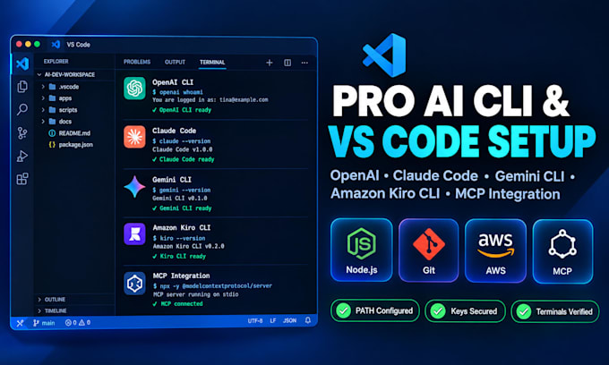 setup install openai claude code gemini cli amazon kiro cli vs code