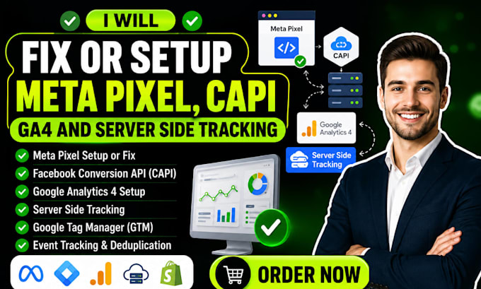 fix or setup meta pixel, capi, ga4 and server side tracking