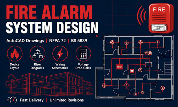 design fire alarm system layout, drawings ,calculations in autocad