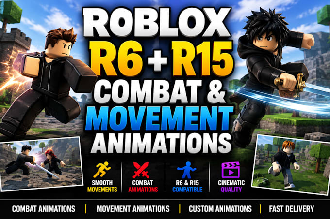 create roblox r6 r15 combat and movement animations