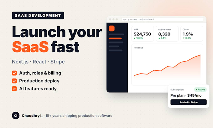 build your saas web app with next js, react and stripe