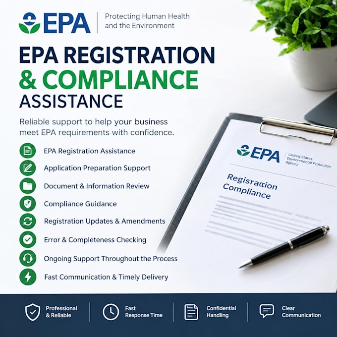 assist with epa registration, compliance and regulatory documentation