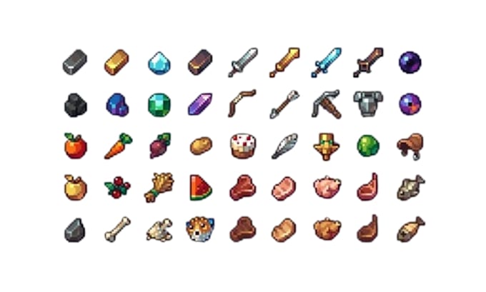 create custom pixel art icons, 16x16 game UI, props, and item sprites