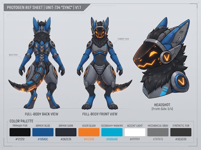 create a custom furry reference sheet for your fursona