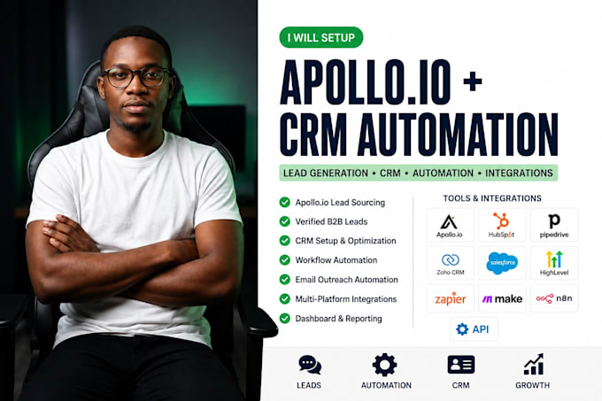 setup apollo io, clay com, hubspot crm, monday crm automation and workflows