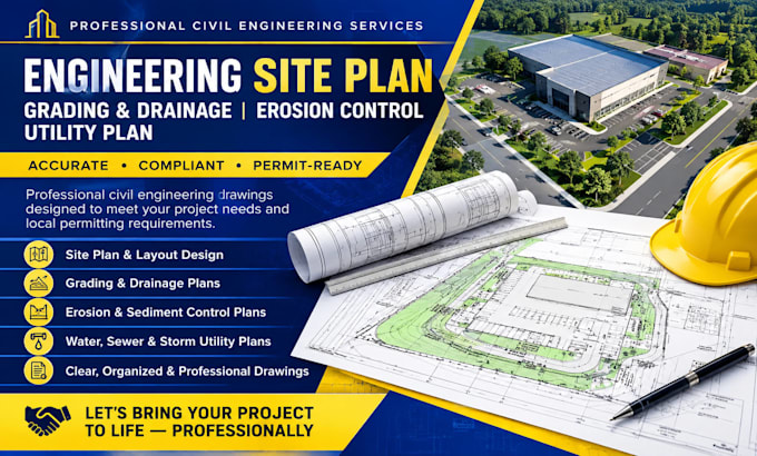 do engineering site plan, grading and drainage erosion control and utility plan