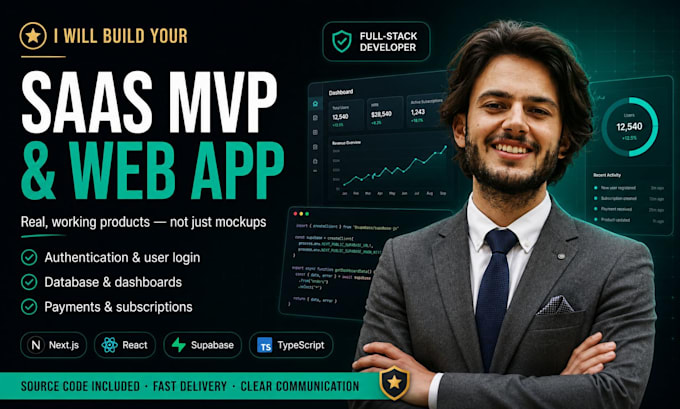 build your saas mvp web app in nextjs react and supabase