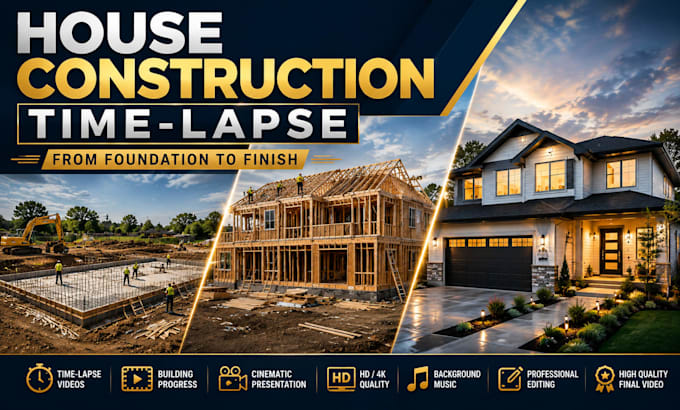 create realistic house construction time lapse videos