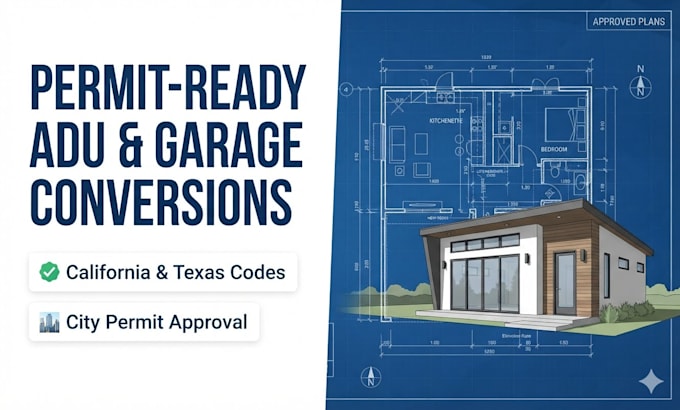 design california and texas adu garage conversion permit plans