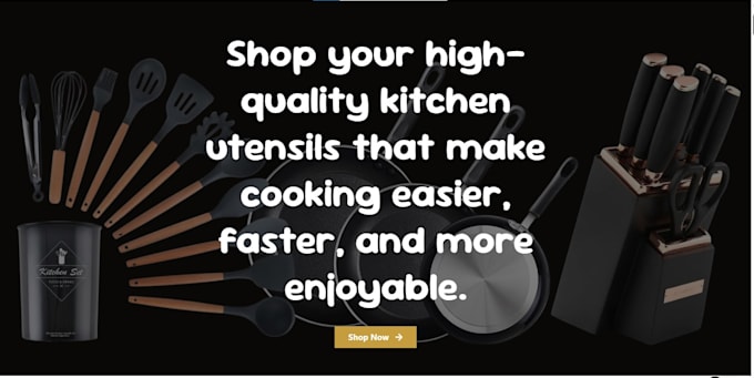 design cooking utensils shopify website cutlery store kitchen appliances website