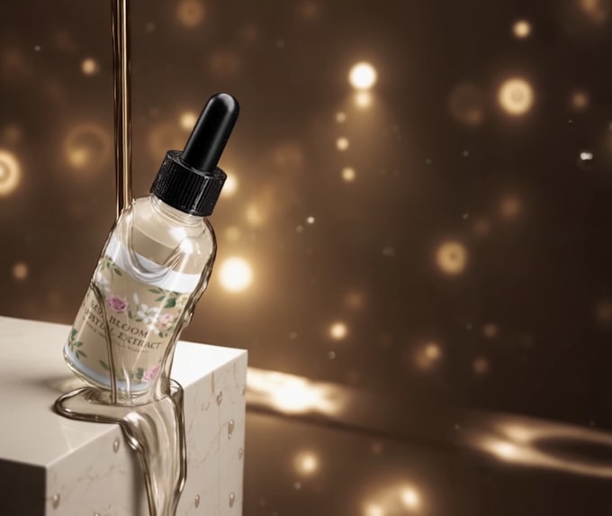 create 3d cosmetic product animation with real liquid simulation