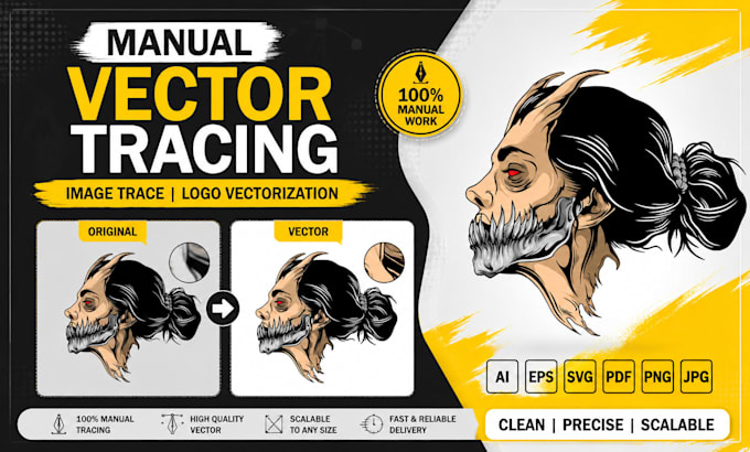 do manual vector tracing, image trace, logo vectorization
