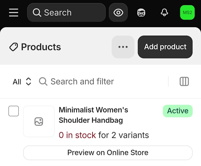 list products on shopify