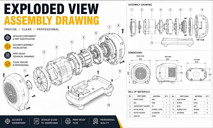 create product exploded view and assembly drawings