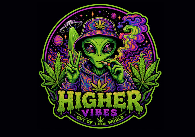 make psychedelic, stoner rock, trippy art style logo