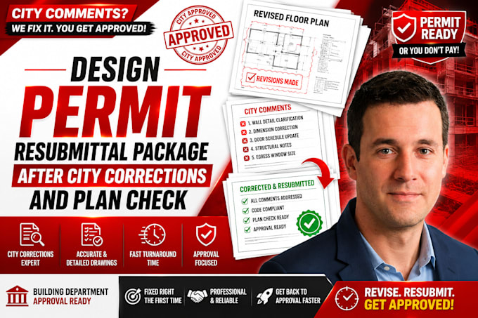 design permit resubmittal package after city corrections and plan check