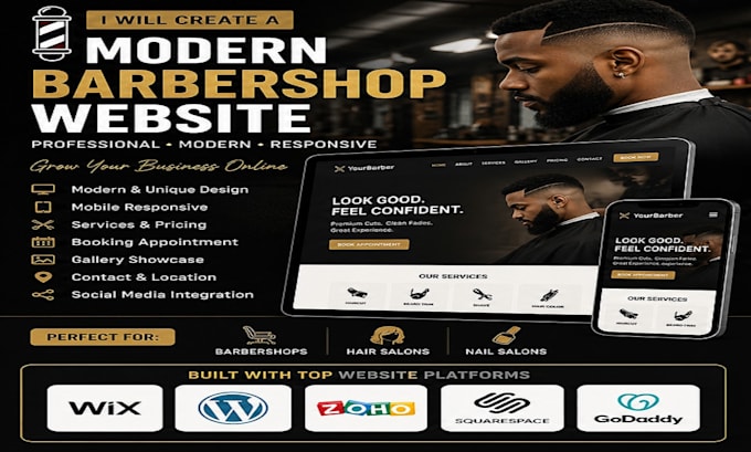 create a modern barbershop website