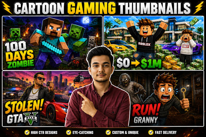 design cartoonic youtube thumbnail in any style