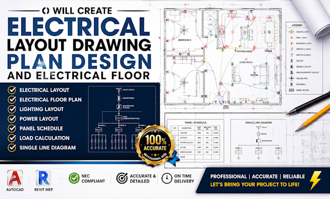 create electrical layout drawing plan design and construction drawing