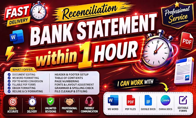 reconcile bank statement PDF to editable format
