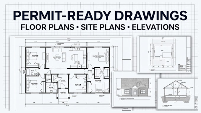 draft permit ready architectural drawings, floor plans and site plans