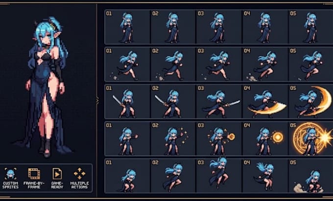 pixel character animation 2d pixel art sprite sheet game asset 2d game animation