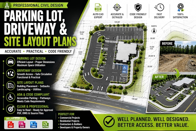 design parking lot, driveway and site layout plans