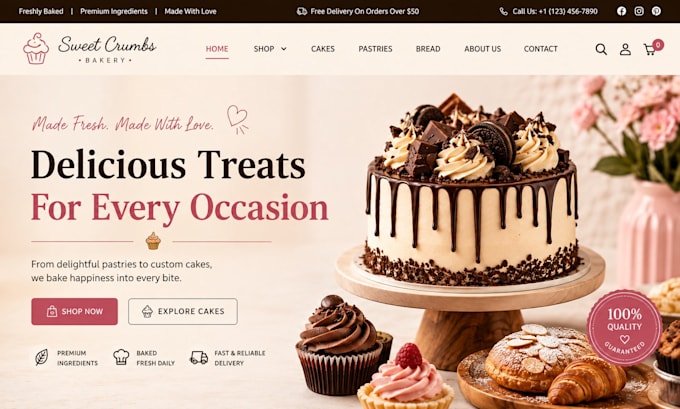 design bakery shopify store pastries website restaurant website